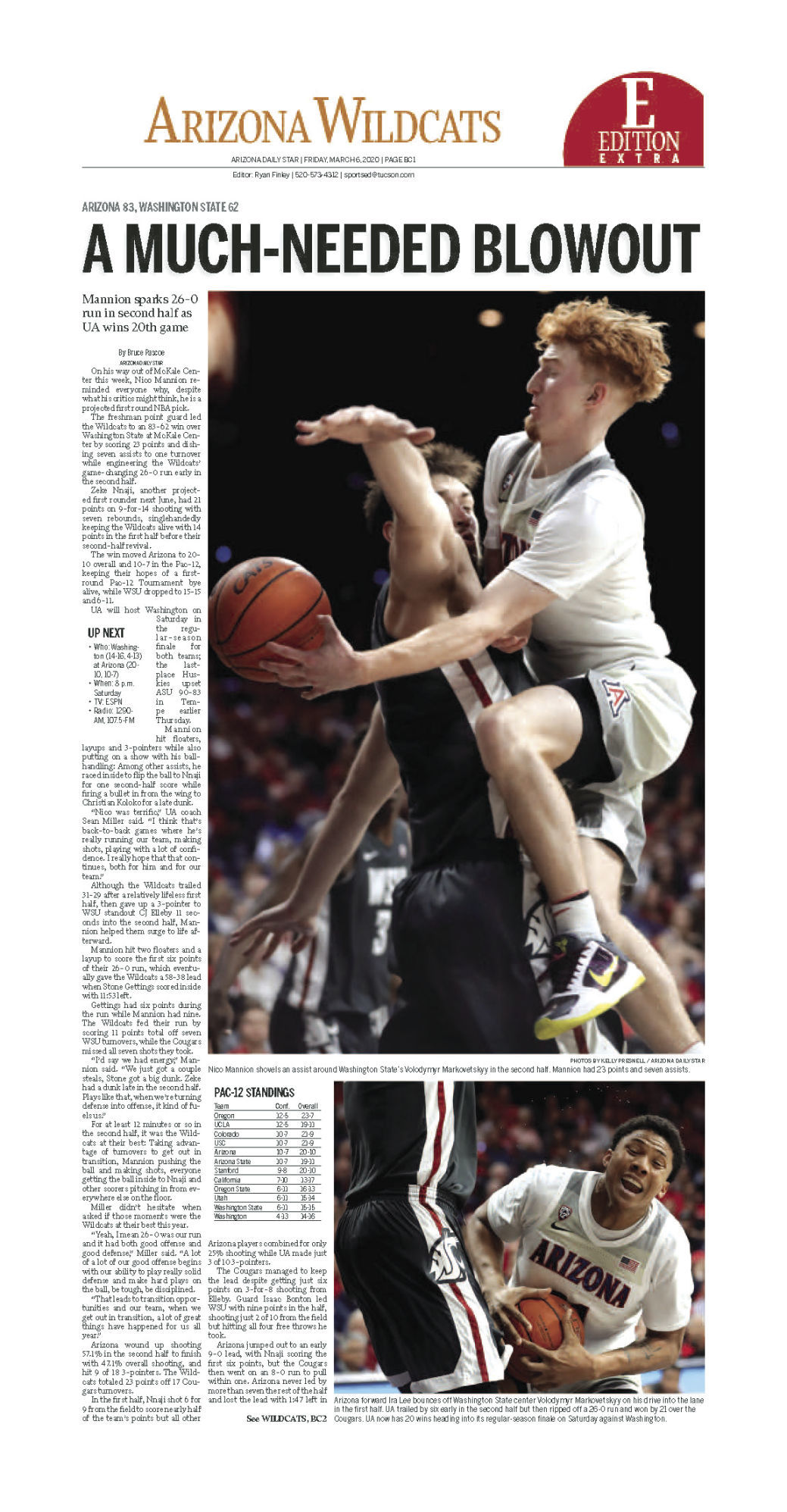 University of Arizona basketball covers, 2020, WSU 2